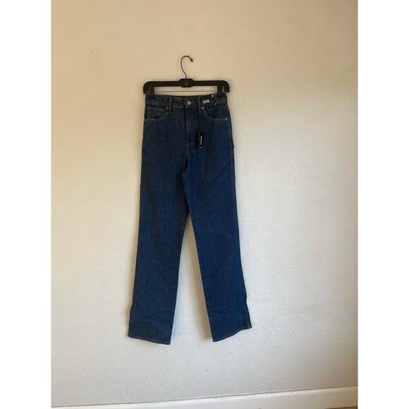 Express x Simon Spurr Super High Waisted Dark Indigo Straight Leg Jean - Picture 3 of 10